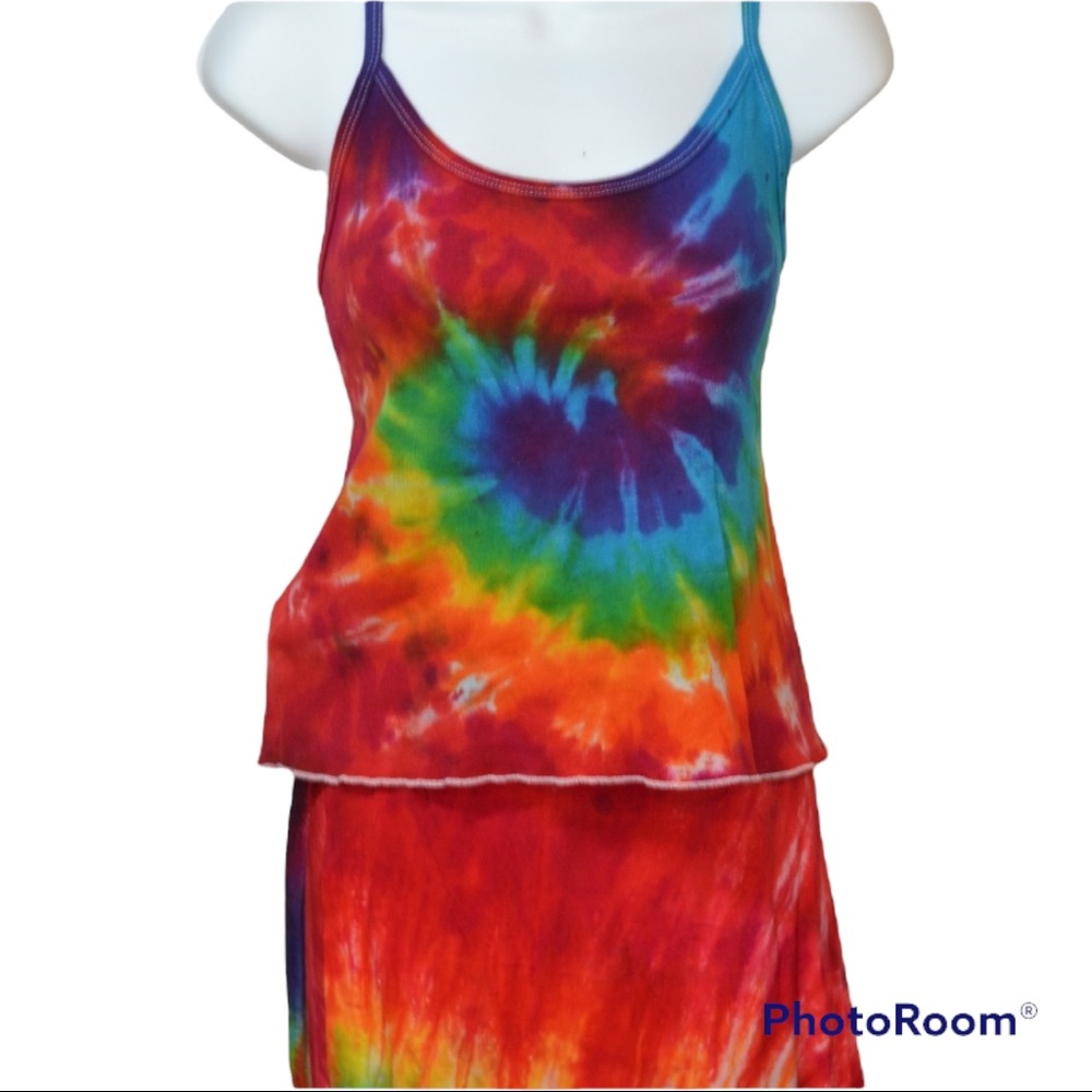 Tie Dye Wrap maxi skirt & Tank Top Custom Made